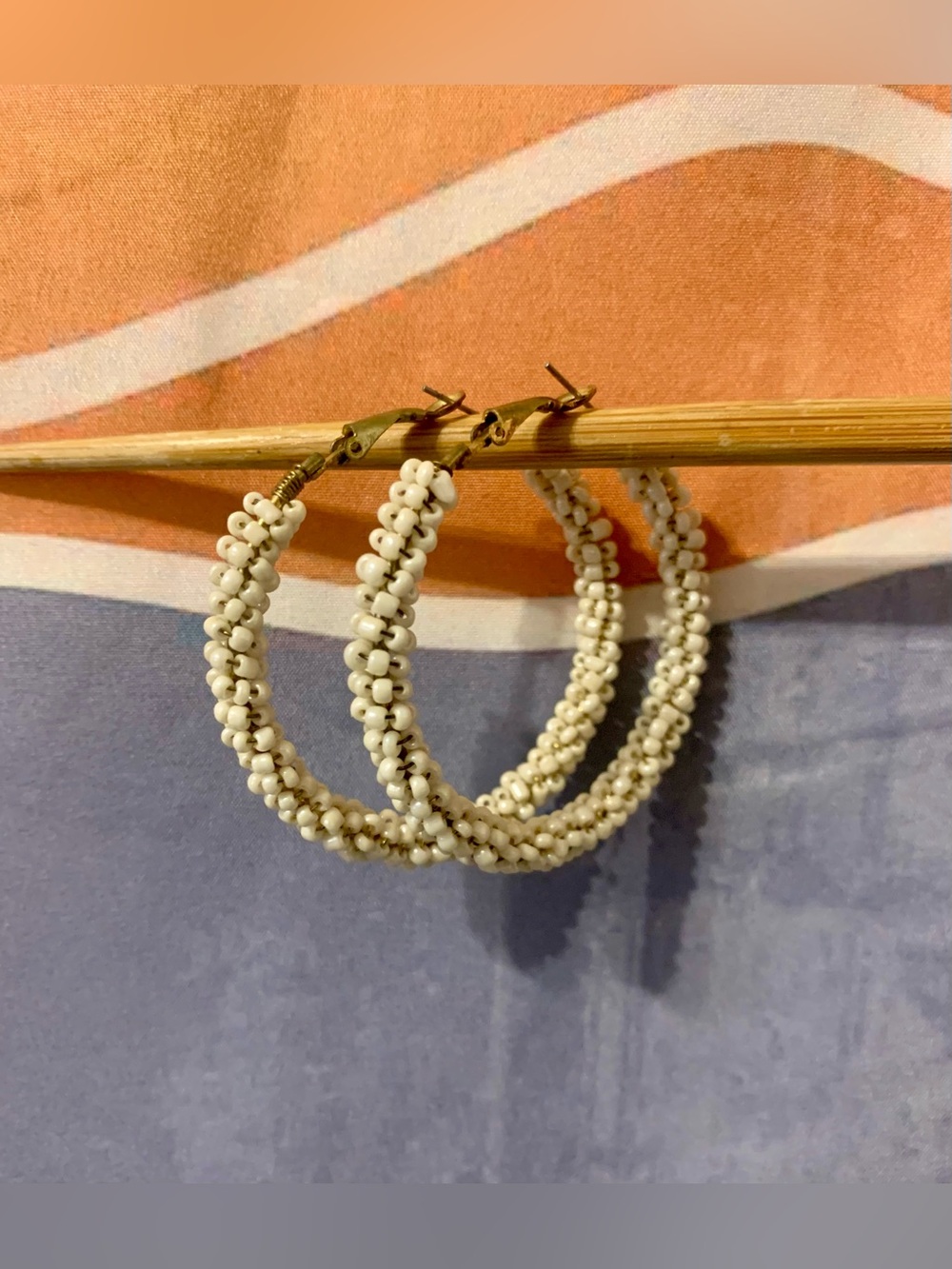Vintage beaded hoop earrings